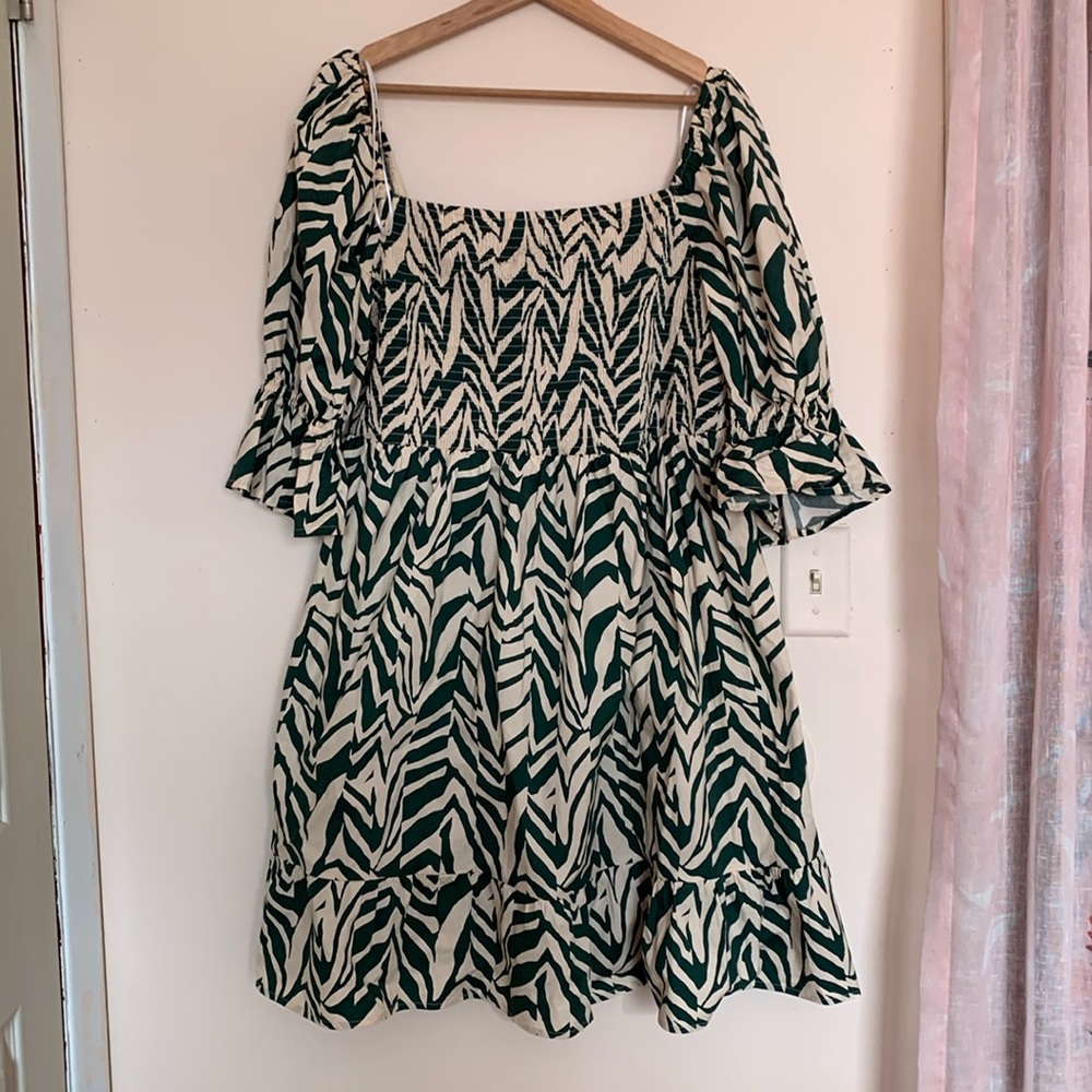 Green zebra print dress